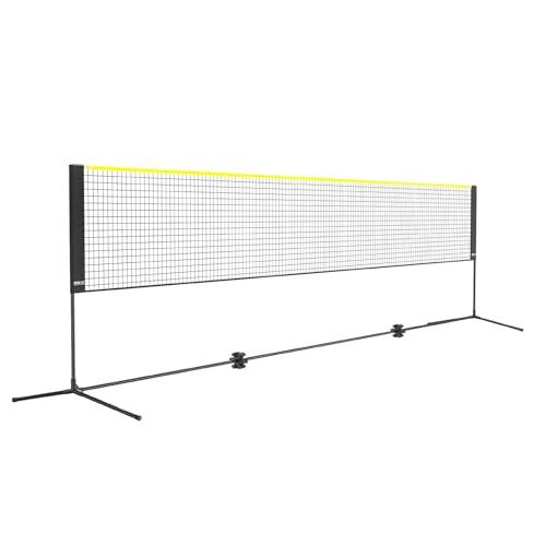 VEVOR Rete da Badminton e Pallavolo, Nylon Portatile, Regolabile, Pieghevole per Pickleball, Facile da Installare con Pali, Uso Interno ed Esterno, 510 x 155 x 103 cm