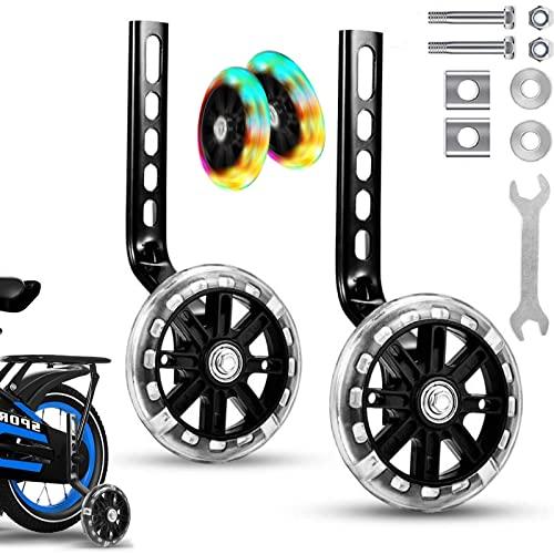Colexy Ruote Ausiliarie per Biciclette per Bambini, Rotelle Bici Universali Stabilizzatore, Rotelle Regolabili Laterali per Bicicletta, Rotelle Stabilizzatori, Training Wheels per 12-20 Pollici (nero)