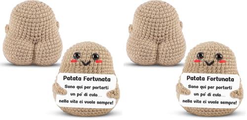 WELCOMAT Patata Portafortuna©, Positive Potato, Regalo Simpatici, Idee Regalo per Famiglia, Amici, Colleghi, Mini Peluche, Gadget Scrivania, Forma di Culo (Confezione da 2)