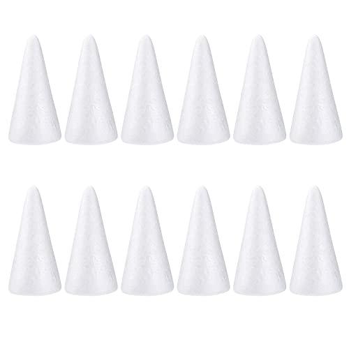 Happyyami 12pcs Coni di Schiuma Artigianale per Alberi Cono di Schiuma di Polistirene Bianc per Artigianato Fai da Te Albero di Natale Decorazione per Le Feste 15cm