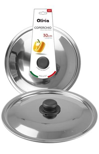 IPEA Coperchio per Padella o Pentola in Acciaio Inox - 18/20 / 22/24 / 26/28 / 30 cm - Coperchio Rotondo Universale con Pomello per Padelle da Cucina e Pentole - Lavabile in Lavastoviglie