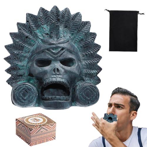 KBIBCK Fischietto Della Morte Azteca, 125 dB Aztec Death Whistle, Fischietto Azteco, Fischio Della Morte Azteco, Suono Umano Autentico con Borsa con Coulisse per Halloween Giorno Messicano dei Morti