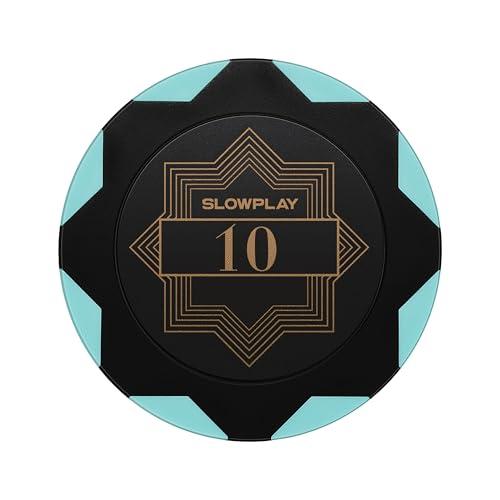 SLOWPLAY Nash Fiches da poker in argilla | 50 Pezzi di Fiches da Poker Texas Holdem, 14g Fiches da poker [con valore] | Squisita fattura e design (10)