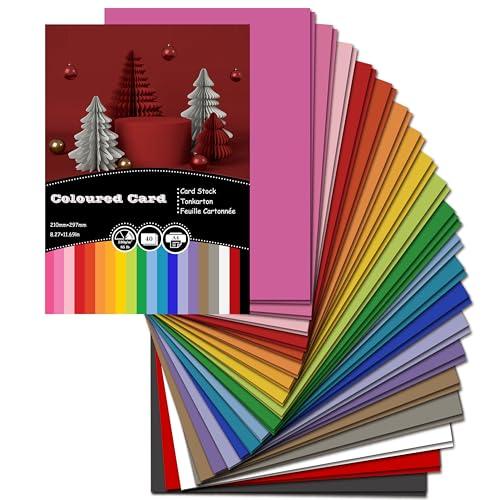 Cartoncino colorato, 40 fogli, formato A4, 230 g/m², multicolore, per realizzare biglietti, album di ritagli, stampa in ufficio e arti o mestieri, 20 colori assortiti