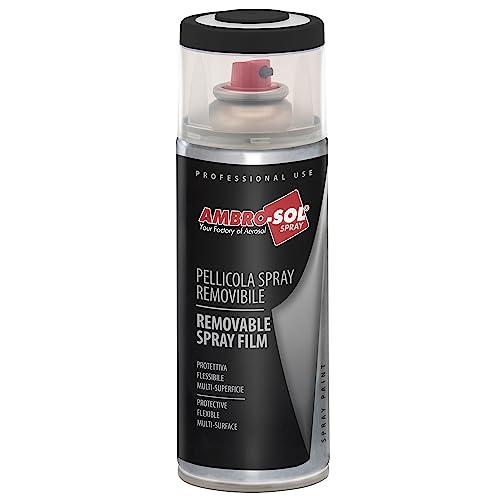 Ambro-Sol V406NE Pellicola Spray Rimovibile, Idonea su tutte le Superfici non Porose, Adatto per Carrozzeria, Attrezzi Sportivi ecc., Bomboletta in Banda Stagnata Riciclabile 400 ml, Nero Opaco
