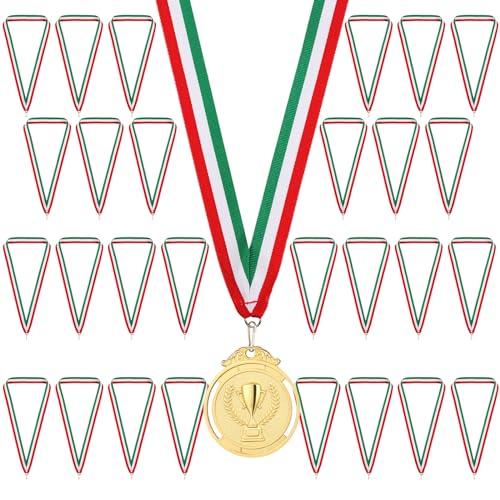 GeeRic 30pz Nastri per Medaglie con Gancio, Medaglie Nastri per Collo con Clip Collo Nastri per Chiave/Scheda Perforata Medaglie Nastri a Righe per Competizioni Sportive Feste Eventi Scuola Azienda