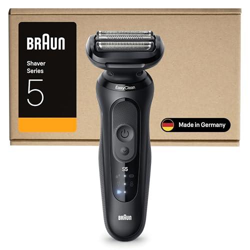 Braun Serie 5 Rasoio Elettrico Barba, Wet&Dry, Regolabarba Uomo, Rasoio Barba, 50 min Di Utilizzo, Senza Fili, 100% Impermeabile, Regolabarba Braun, 52-N1000SI, Nero