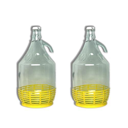 FERROELETTRA Damigiana Vetro 5 Litri - Bottiglione con Chiusura Meccanica Ermetica Con Guarnizione Dama per Olio - Contenitore Olio 5 Litri - Damigiane e Bottiglioni per Prodotti Alimentari (2 Pezzi)