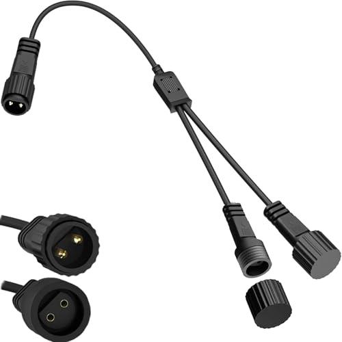Joysing Connettore Luci Natale 2 Pin Splitter Per Luci Natalizie, 1 a 2 Connettore per Luci di Natale IP65 Impermeabile Connettori Cavo di Prolunga per Stringa Tende Catena Luminosa Interno Esterno