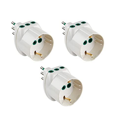 Fanton S.P.A. FANTON 82210-B3- set 3 pz adattatore triplo schuko bipasso da spina piccola 10A a2 prese italiane piccole 1 presa schuko 16A VERTICAL SYSTEM