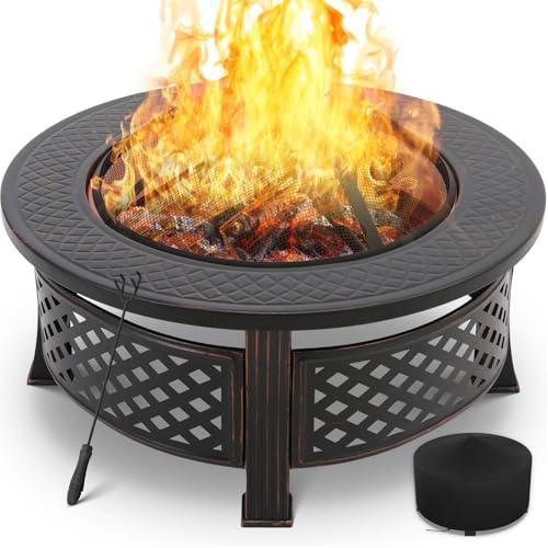 Braciere da Giardino,Braciere da Esterno Multifunzionale,Braciere Rotondo con Parascintille e Griglia per galvanizzata,Barbecue Campeggio Riscaldamento Esterno in Inverno,4 PCS Gambe del Braciere