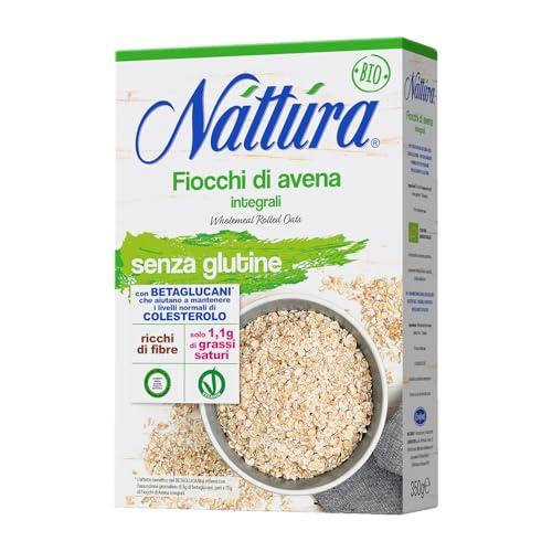 NATTURA Fiocchi di Avena Integrale Bio Senza Glutine, Prodotto Vegano Fonte di Fibre e di Proteine, Basso Contenuto di Grassi Saturi, Contribuisce a Mantenere i Livelli Normali di Colesterolo, 350 g