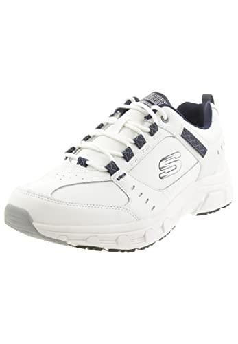Skechers Oak Canyon Redwick Uomo Formatori, White Leather Synthetic Textile Navy Trim, 43 EU