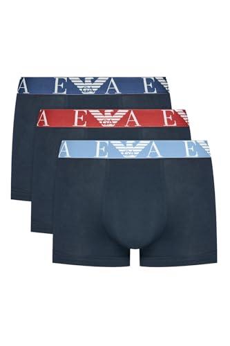 Emporio Armani Bold Monogram 3-Pack Trunk Trunks, Marine/Marine/Marine, S Men's