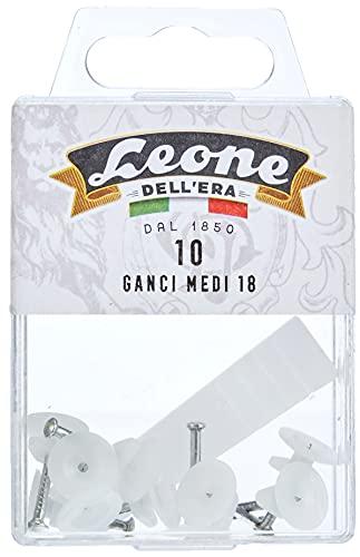 Leone Dell'Era 10 Ganci medi appendere quadri con chiodi in acciaio temprato - Scatola appendibile - Made in Italy, Bianco