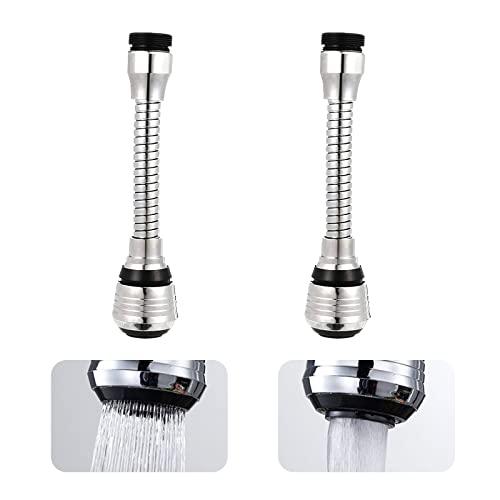 PUCIO Rompigetto Rubinetto Cucina, 2×lungo Prolunga, 360° Rubinetto Rotante Extender, Adattatore per Cucina, Bagno, Argento(15.5cm×3.4cm)
