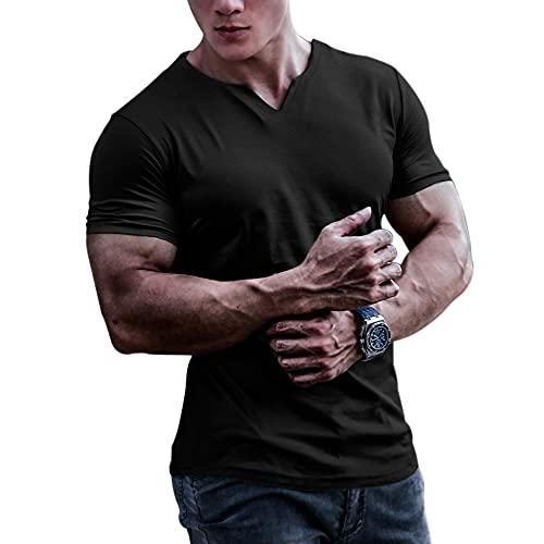 Magliette e t-Shirt atletiche per Bodybuilding da Uomo Quick Dry Muscle T-Shirt da Allenamento in Rete a Maniche Corte Nero M