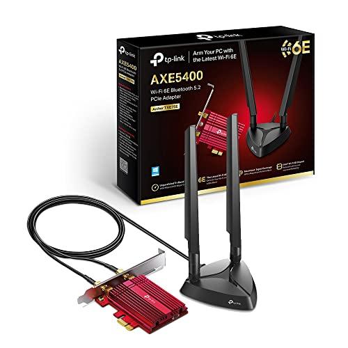 TP-Link Archer TXE75E AXE5400Mbps Scheda di Rete Wireless WiFi 6E PCIe, Bluetooth 5.3, Staffa a Basso Profilo, Scheda Wifi PC Fisso, Tri-Band (6 GHz/5 GHz/2.4 GHz), WPA3, Supporta Windows 10/11