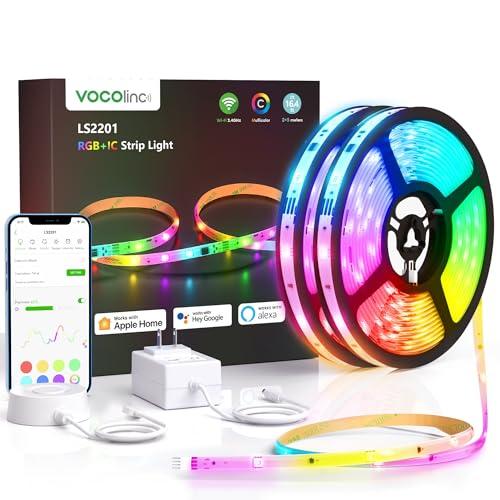 OBA VOCOlinc Striscia LED Smart LS2201, RGB+IC, 10 Metri, Wi-Fi 2.4GHz, 16 Milioni di Colori, Compatibile con Apple HomeKit, Google Home, Alexa