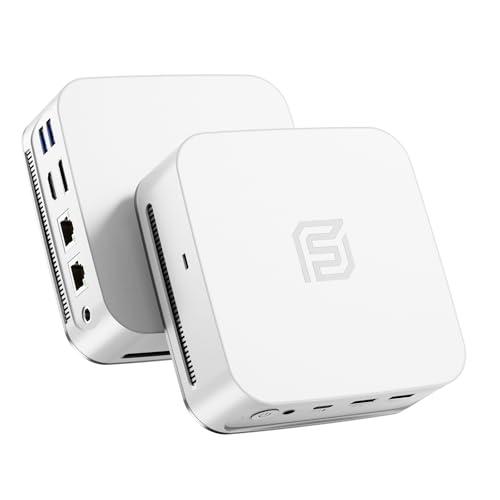 FUNYET Mini PC Laptop Win 11 Pro, 16 GB di RAM DDR4, SSD da 512 GB, processore N95 (fino a 3,4 GHz), HDMI + DisplayPort/RJ45 x2/WiFi/Bluetooth 5.0/USB 3.2, Display 4K compatibile, Bianco