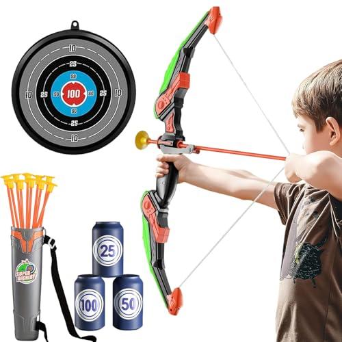 Wydexint Bow And Arrow Archery Toy Set for Kids，Bow And Arrow Toys Set, Arco e Frecce per Bambini, Giochi Tiro per Bambini, Gioco di Tiro Interno Esterno Giardino Sport (Verde, M)