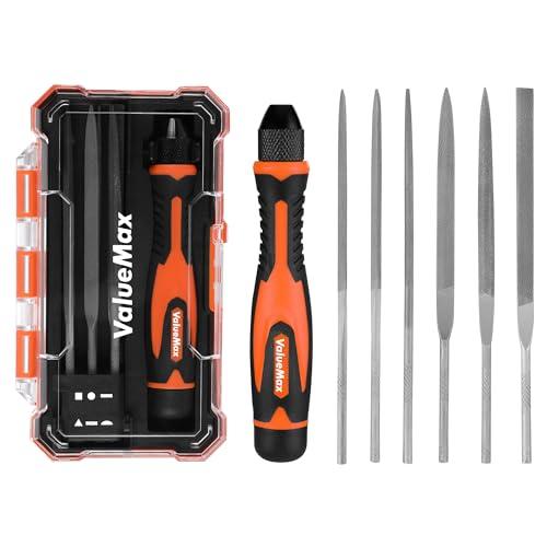 ValueMax Set Lime per Metallo da 7 Pezzi, Tondo, Mezzotondo, Triangolare, Quadrato, Piatto, Piattoe Appuntito, Mini Lima in Metallo per Limare Metallo, Legno, Plastic