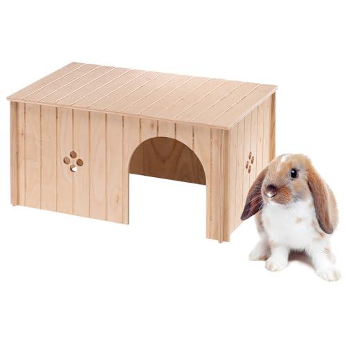 Ferplast Casetta per Conigli, Accessorio Gabbia per Conigli, con Tetto Piano e Fori di Aerazione, in Kit di Montaggio, 52 x 31 x h 26 cm, SIN MAXI Casa Casetta Legno Coniglio, Conigli Ariete