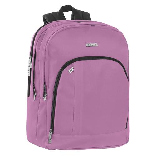 COMIX - Zaino Scuola Media, Elementare e Superiore, 3 Vani con Alloggio Porta PC, Tasca Frontale, Schienale Imbottito e Rinforzato, Spallacci Imbottiti e Regolabili, Retro Antiscivolo, 31x42Hx19,5 cm