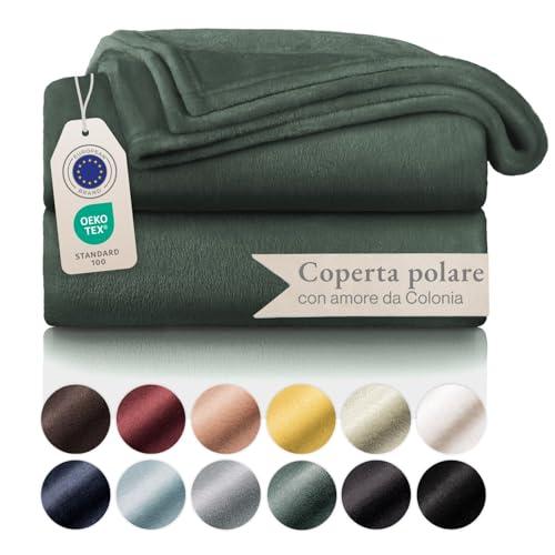 Blumtal Coperta in pile 150 x 200 - Plaid verde certificato Oeko-TEX®, plaid per divano, plaid coccooning, coperta in pile spessa, soffice e calda, di alta qualità