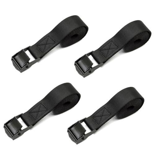 SHUBEIEUMI 4 PCS Cinghie di Fissaggio a Cricchetto, Cinghia di Ancoraggio con Chiusura, Adatto per Moto, Auto, Portabiciclette, 50cm x 2cm Cinghie di Tensione(Nero)