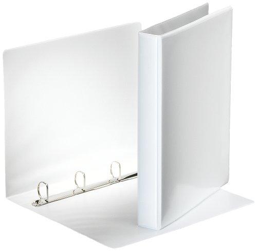 Esselte ESSENTIALS Panorama Binder, Raccoglitore 4 anelli personalizzabile, Raccogli documenti A4 con tasche esterne per personalizzazione capacità 240 fogli, 22 x 30 cm, Dorso 4.4 cm, Bianco, 49702