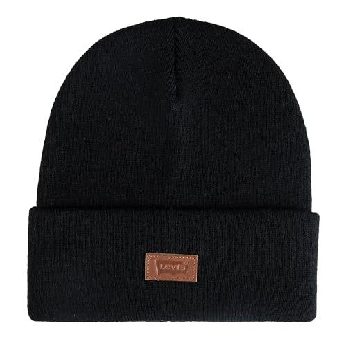 Levi's All- Season Hero Beanie Soft Knit Cuffed Winter Hat, Warm & Comfortable Everyday Style Berretto, Etichetta Nera, Taglia Unica Unisex-Adulto