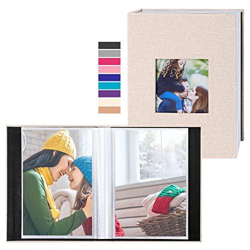 Lanpn Album Fotografico 10x15 50 con Tasche 2 Confezioni, Piccolo Mini Biancheria Album Foto Portafoto Verticale 10x15cm Tascabile Tasca Beige
