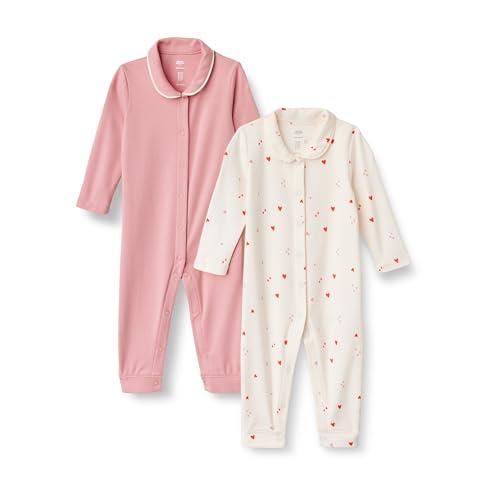 Amazon Essentials x Sofia Grainge Tutina Notte Senza Piedi Unisex Bimbi, Pacco da 2, Cuori Multipli/Rosato, 6-9 Mesi