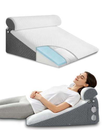 HOMCA Cuscino a Cuneo per Letto e Divano con Testa Rimovibile, 63x63x28cm