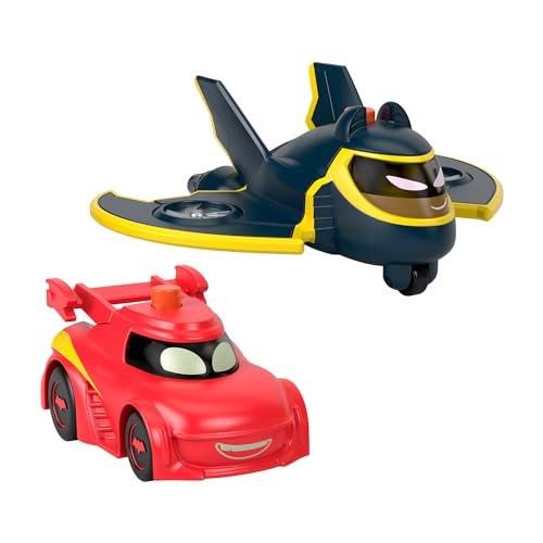 Fisher-Price DC Batwheels - Set da 2 macchinine luminose in scala 1:55, include Redbird e Batwing, veicoli a pile con effetti luminosi, giocattolo per bambini, 3+ anni, HML26