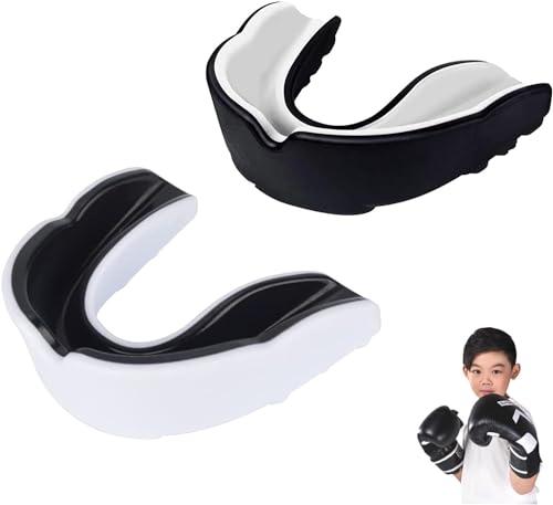 Paradenti sportivo per bambini, paradenti sportivo, paradenti da boxe, per boxe di arti marziali MMA, protegge denti, gengive, mascella, nero bianco, bianco nero, 2 pezzi