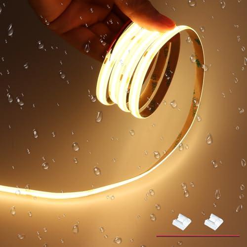 JOYLIT Striscia LED COB 24V Impermeabile 6 Metri Bianca Caldo 3000K, 320LEDs/M 4500LM Luminosità Senza Punti CRI 90+ Nastri LED, Flessibile Adesivo Decorazione Strisce LED (Alimentazione Non Inclusa)