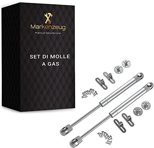 MARKENZEUG© 2x Molla a gas premium per flap I Smorzatore di pressione a gas I Supporto per molle a gas per armadietti I Raccordo per flap I 270mm I 150N I Set di 2