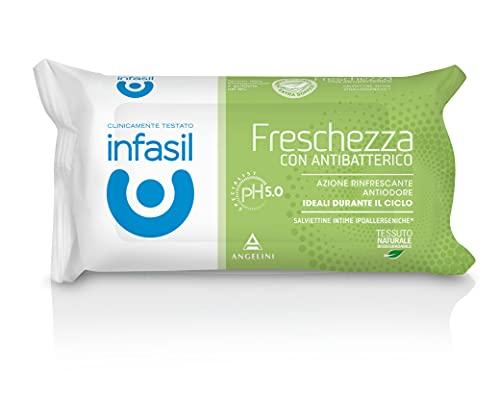 Infasil, Salviette Intime Freschezza, Salviette Biodegradabili con Azione Rinfrescante e Antiodore, Formula a pH 5.0, Clinicamente Testate, Gettabili nel WC