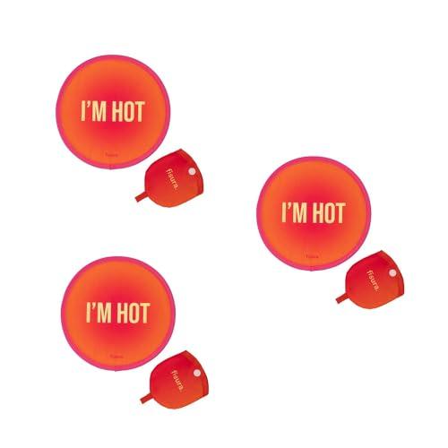 Fisura – Ventaglio rotondo pieghevole. Ventilatore portatile pieghevole originale. Frisbee pieghevole. Ventaglio portatile per feste. 20 cm. (Caldo, 3 unità)