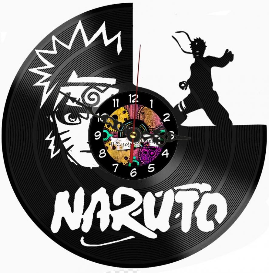 Orologio da Parete in Vinile Anime – Design Inciso a tema Naruto - Decorazione Camera Otaku - Idea Regalo Originale per Fan e Amanti degli anime – Catoju