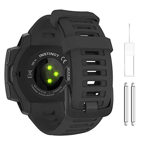 MoKo Cinturino Compatibile con Instinct/Instinct Solar/Tactical/Instinct 2 Smartwatch GPS, 22mm Braccialetto Sportivo di Ricambio in Silicone Morbido, Nero