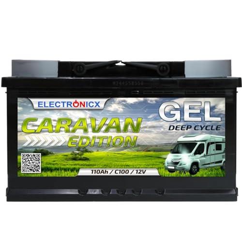 Electronicx Batteria di alimentazione GEL 110Ah 12V Caravan Edition – 110 Ah C100 – Batteria GEL per camper, barca, van, impianto solare a isola – 315×175×190 mm – senza manutenzione, a tenuta stagna