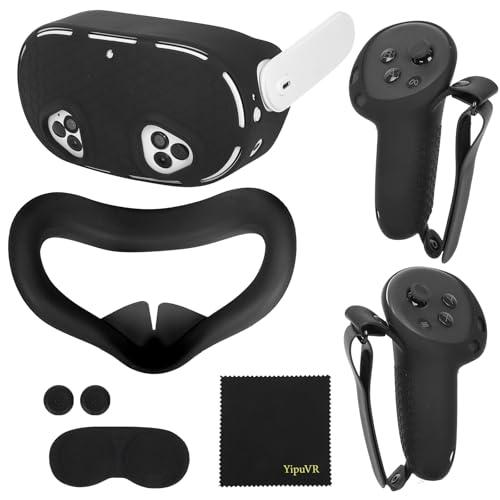 Accessori per Meta Quest 3S, 5 in 1, in silicone, per Quest 3S, custodia protettiva per controller di realtà virtuale, custodia protettiva per obiettivo, cappucci joystick per Meta Quest3S