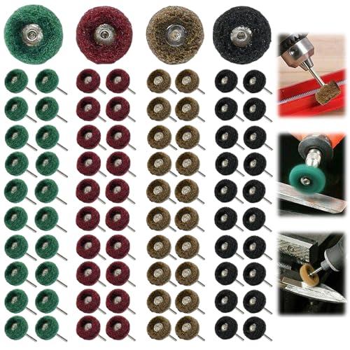 Huucozn 80Pz Set di Ruote Abrasive di Lucidatura 25mm Dischi Abrasivi per Lucidatura con Grana 120/180/320/400 Mole Abrasive per Lucidaturca con Manico 3mm per Utensili Rotanti per Vetro Metallo Legno