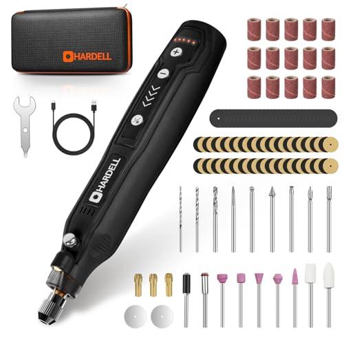 HARDELL - Kit di utensili rotanti senza fili, 3,7 V, cavo di ricarica USB e mini utensile rotativo a 5 velocità