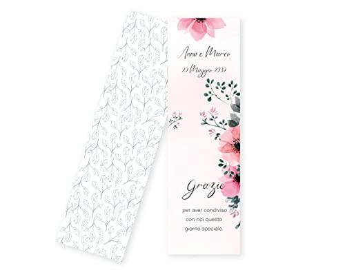 50 Segnalibri Ringraziamento Matrimonio Anniversario Bomboniera (Floreale)