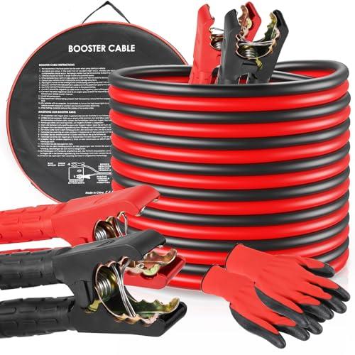 TLGREEN Cavi Avviamento per Auto, 6M 1500A 12V-24V, Sezione Trasversale di 30mm², Guanti e Borsa da Viaggio Inclusi, Cavi di Collegamento per Avviamento, Cavi Batteria Auto, Moto, Camper, Camion