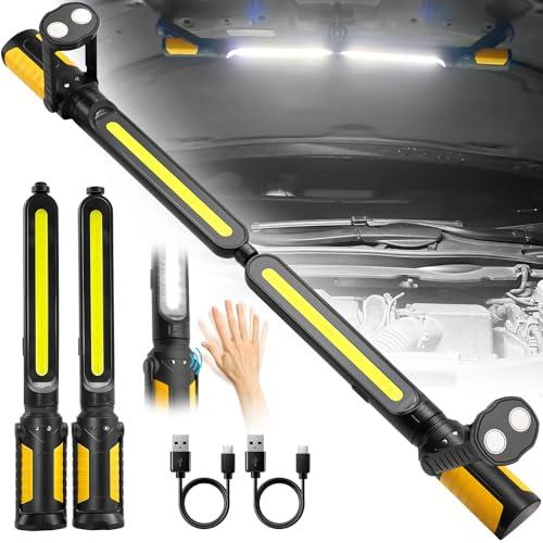 SYLSTAR Lampada da Lavoro con Controllo a Sensore, 4400mAh Lampada Officina con Batteria Ricaricabile, 3 Modalita Lampade di Ispezione con Base Magnetica per Officina Riparazioni Auto e Emergenze